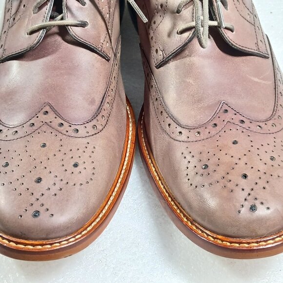 Joseph Abboud Italian Leather Wingtip Brogue Oxfords Mens 10.5 Brown EUC Italy - Picture 11 of 16